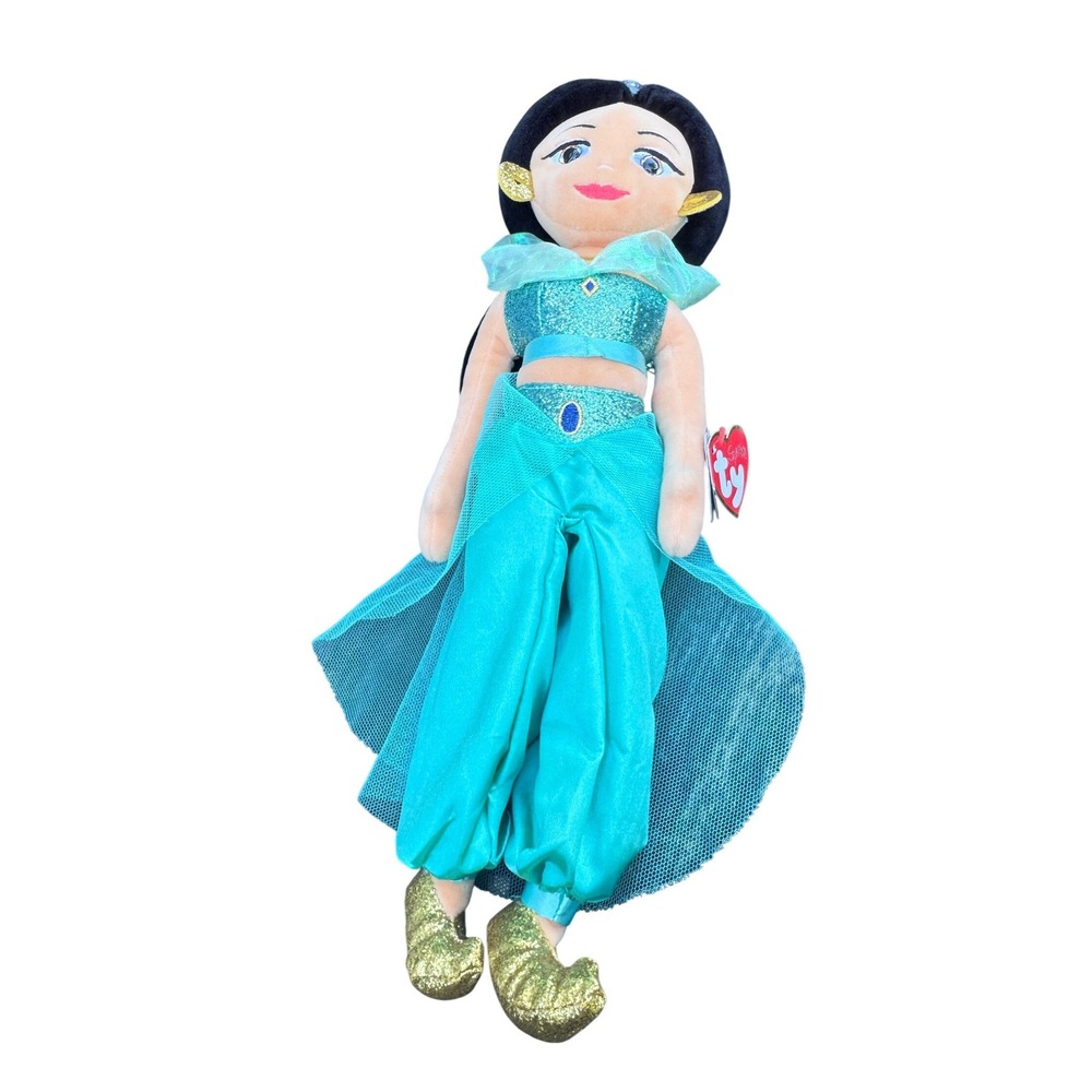 Ty Beanie Buddies Disney Princess‎ Jasmine Sparkle Plush Doll Teal 2020 NWT